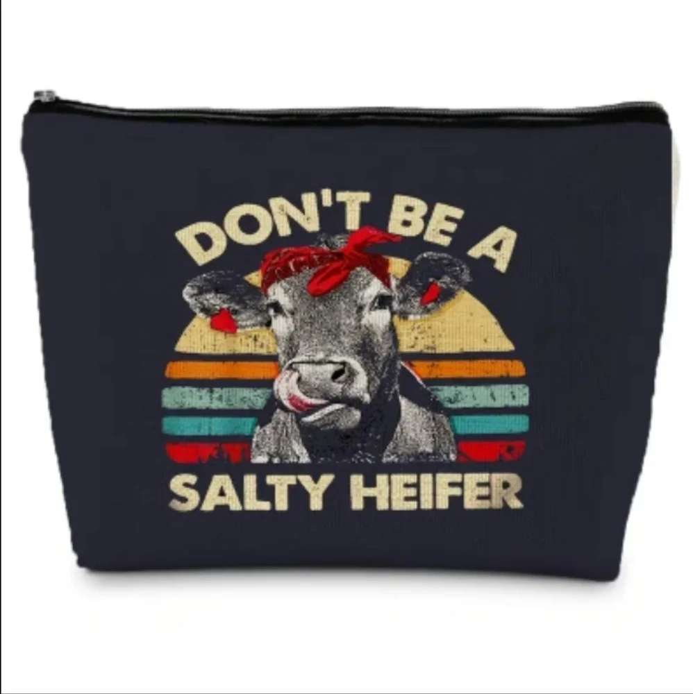 Don't Be a Salty Heifer Black Canvas Bag - Picture 1 of 1